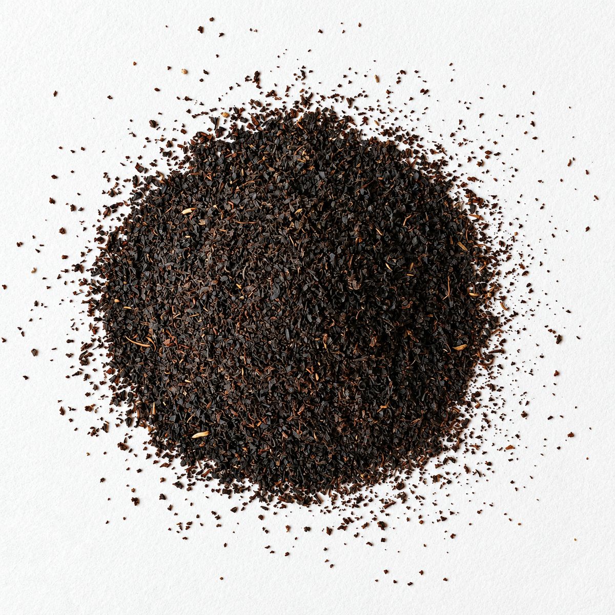 Loose black tea, finely cut and fully oxidized
